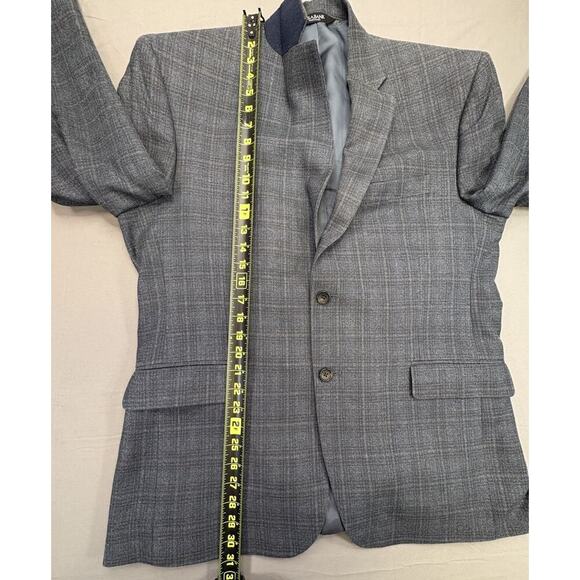 Jos A Bank Signature Collection Blue Grey Plaid Blazer Silk/Wool 4 Button 42R - Picture 8 of 9